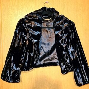 White House Black Market Cropped Velvety Faux Fur Coat Shrug Jacket